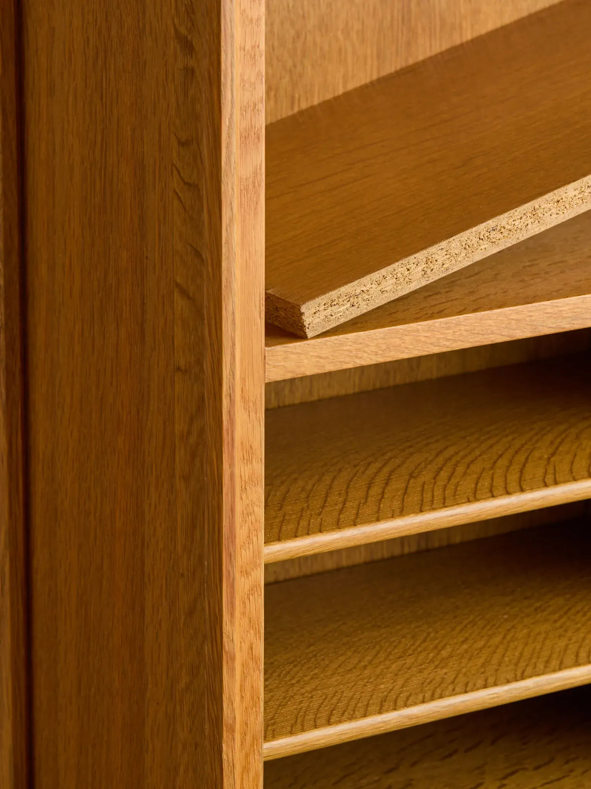 The Vintage Danish Oak Step-Back Cabinet with Yellow Glass Doors by Henning KjaernulfCabinets and ShelvingMiscellanea, etc.
