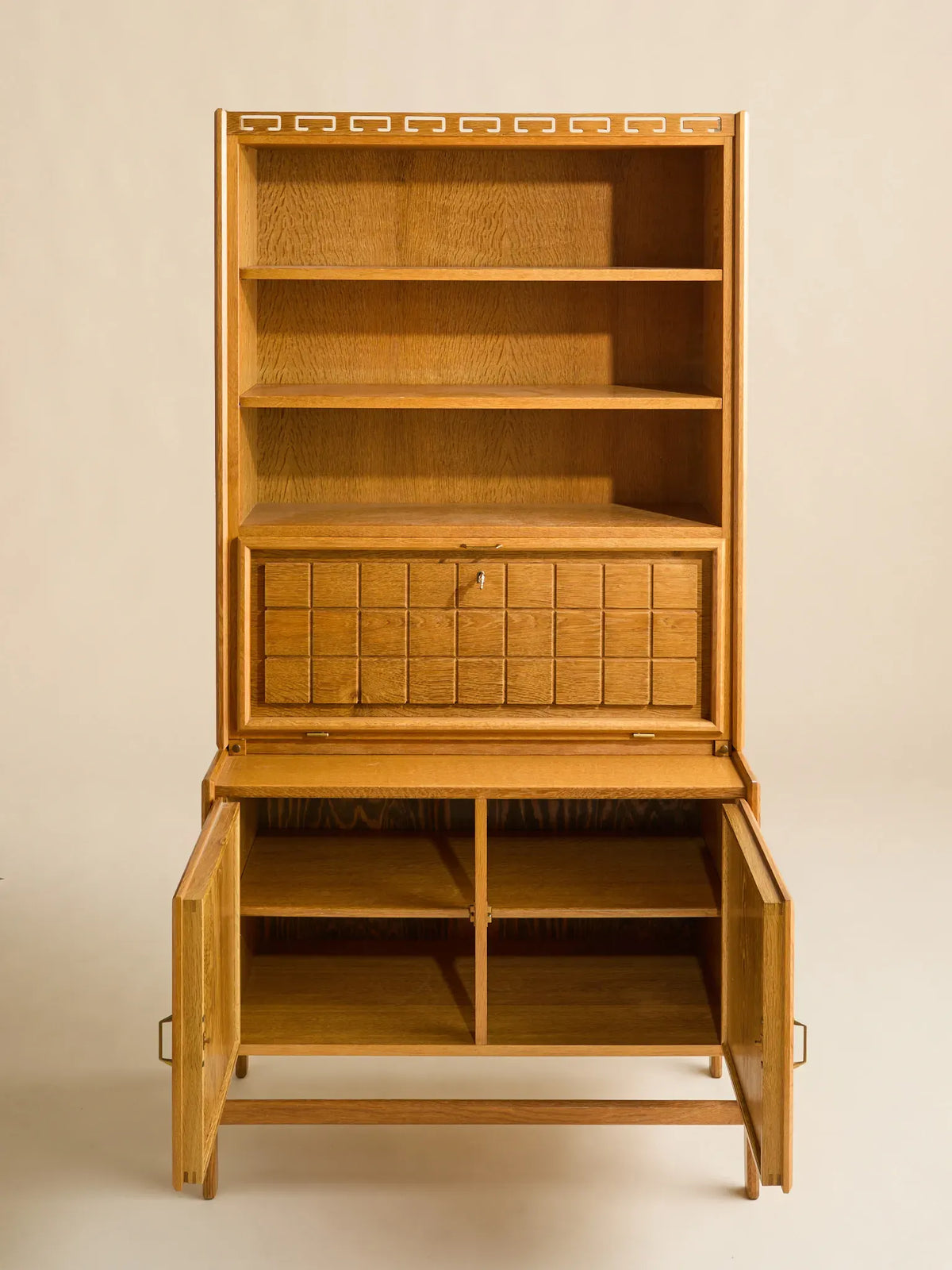 The Vintage Danish Minimalist Oak Book Shelf Cabinet with Secretary Desk by Henning KjaernulfCabinets and ShelvingMiscellanea, etc.