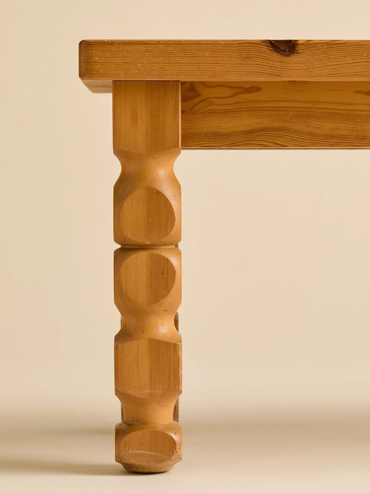 The Vintage Scandinavian Pine Carved Leg Coffee Table or Bench, 1970sCoffee TablesMiscellanea, etc.