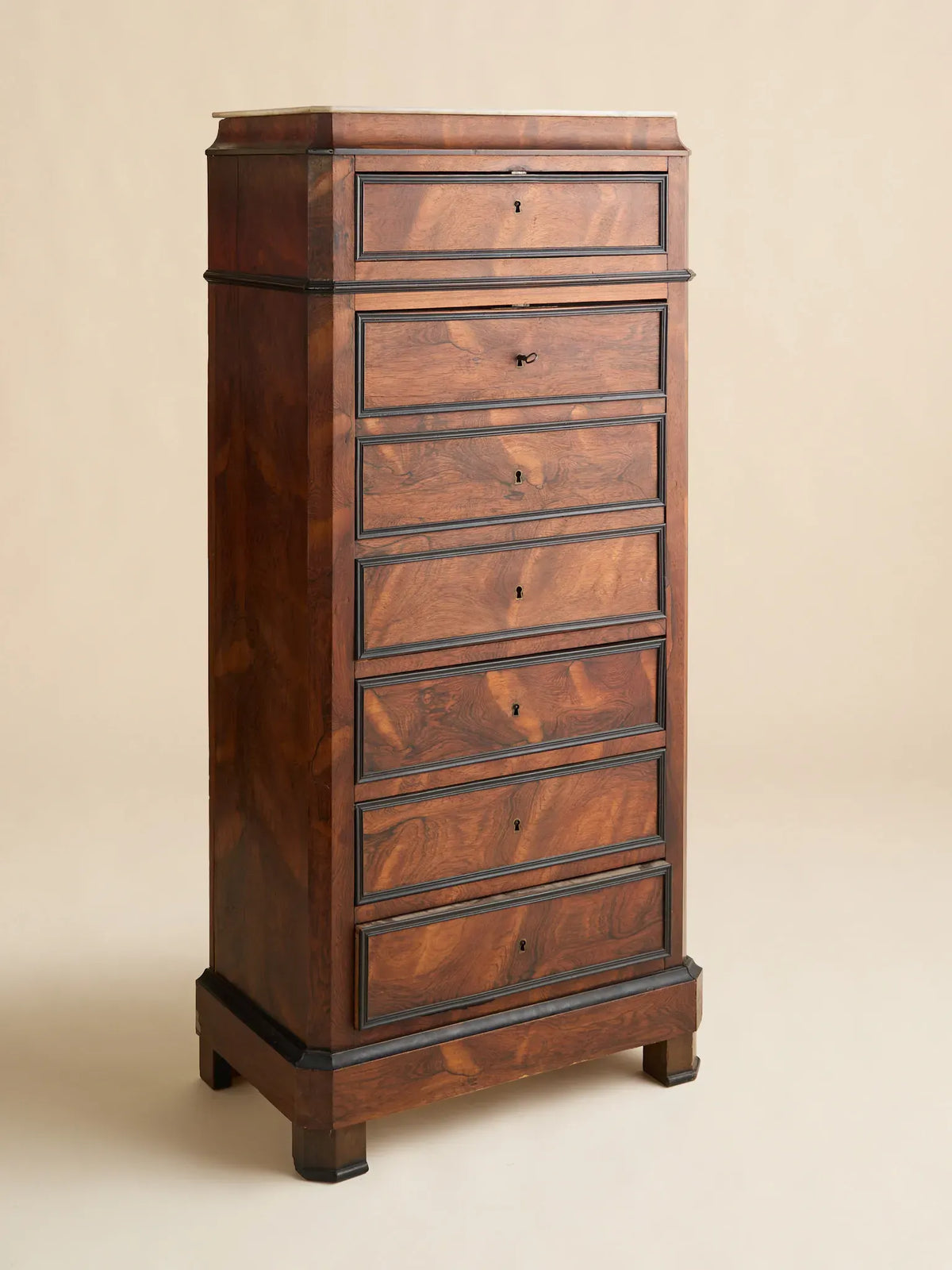 The Antique French Charles X Period Marble-Top Walnut Fall-Front SecretaryDesksMiscellanea, etc.