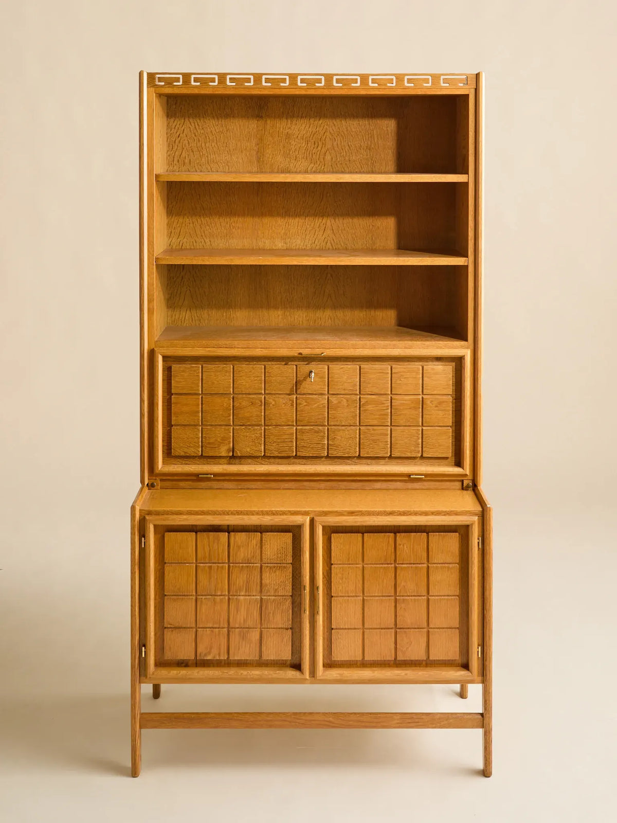 The Vintage Danish Minimalist Oak Book Shelf Cabinet with Secretary Desk by Henning KjaernulfCabinets and ShelvingMiscellanea, etc.