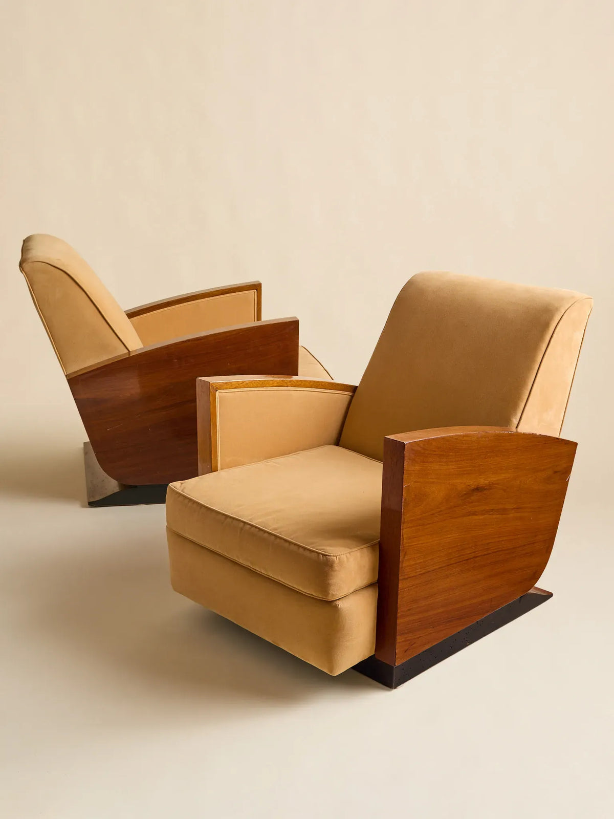 The Vintage French Art Deco Style Walnut Club Chairs, Mid 20th CenturySeatingMiscellanea, etc.