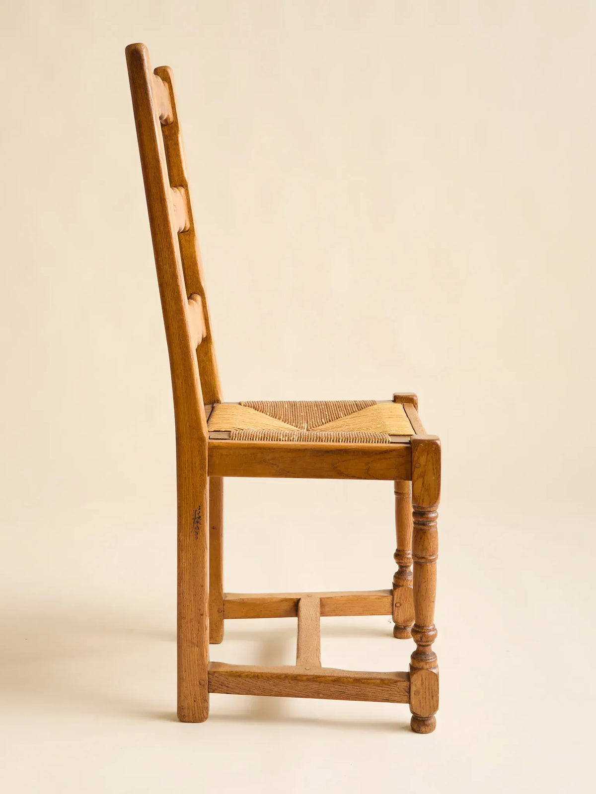 The Vintage French Elm and Rush Dining Chairs, 1940SeatingMiscellanea, etc.
