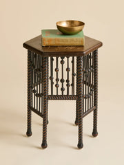 The Vintage Hexagonal Wood Side Table with Stick and Ball LegsSide TablesMiscellanea, etc.