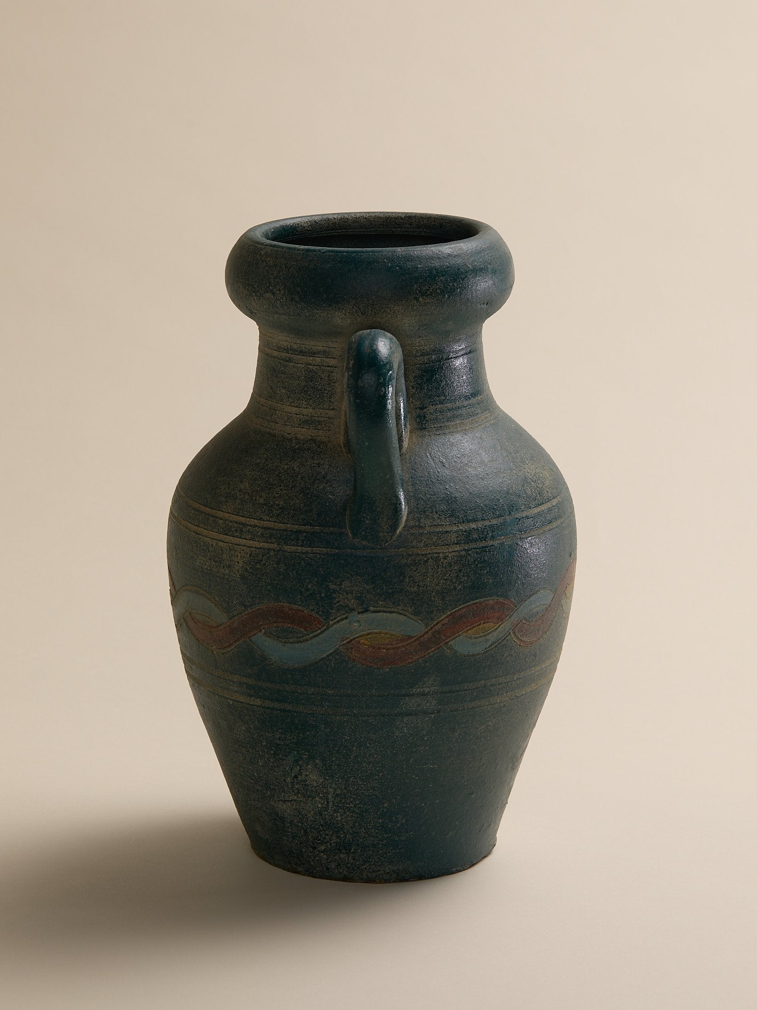 The Vintage Dark Green Moody Handled Ceramic VaseVasesMiscellanea, etc.