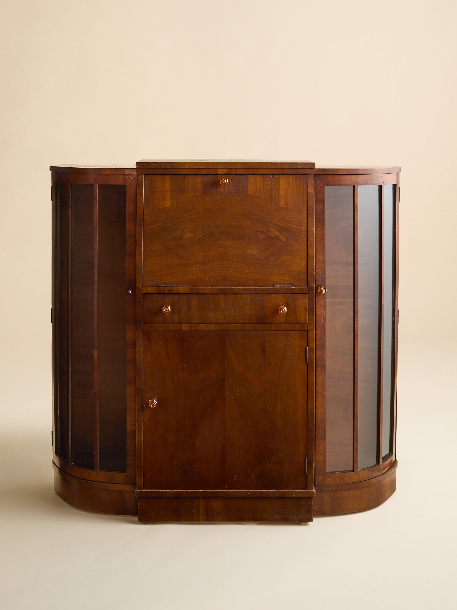 The Vintage Glass and Wood Art Deco DeskCabinets and ShelvingMiscellanea, etc.