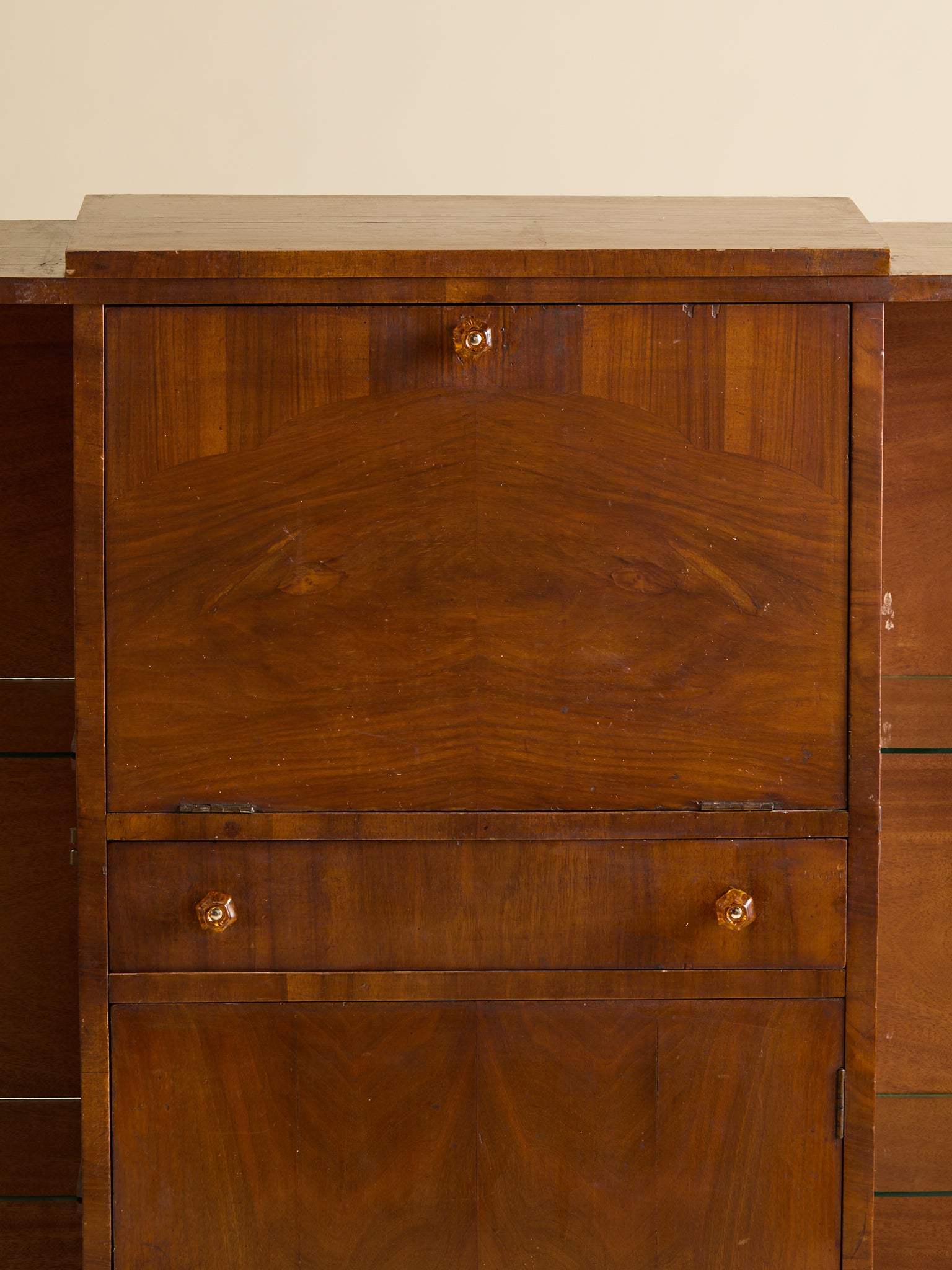 The Vintage Glass and Wood Art Deco DeskCabinets and ShelvingMiscellanea, etc.