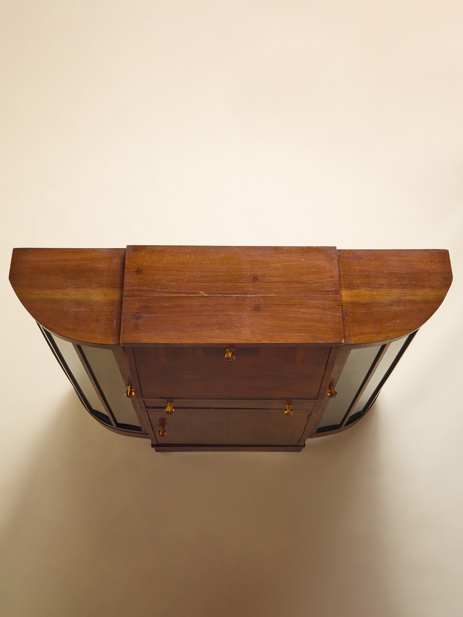 The Vintage Glass and Wood Art Deco DeskCabinets and ShelvingMiscellanea, etc.
