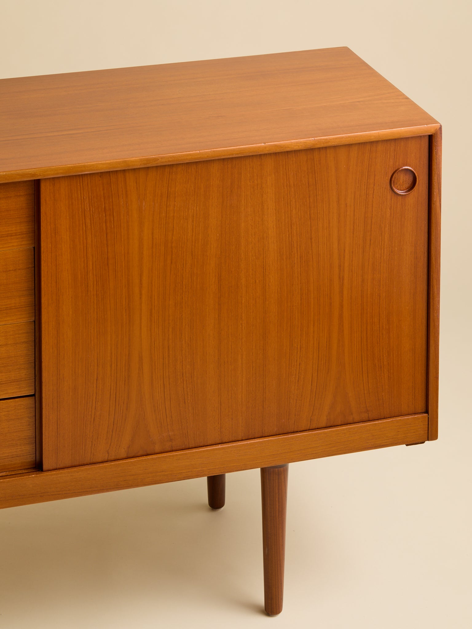 The Vintage Mid-Century Modern Gustav Bahus Teak CredenzaCredenzas and SideboardsMiscellanea, etc.