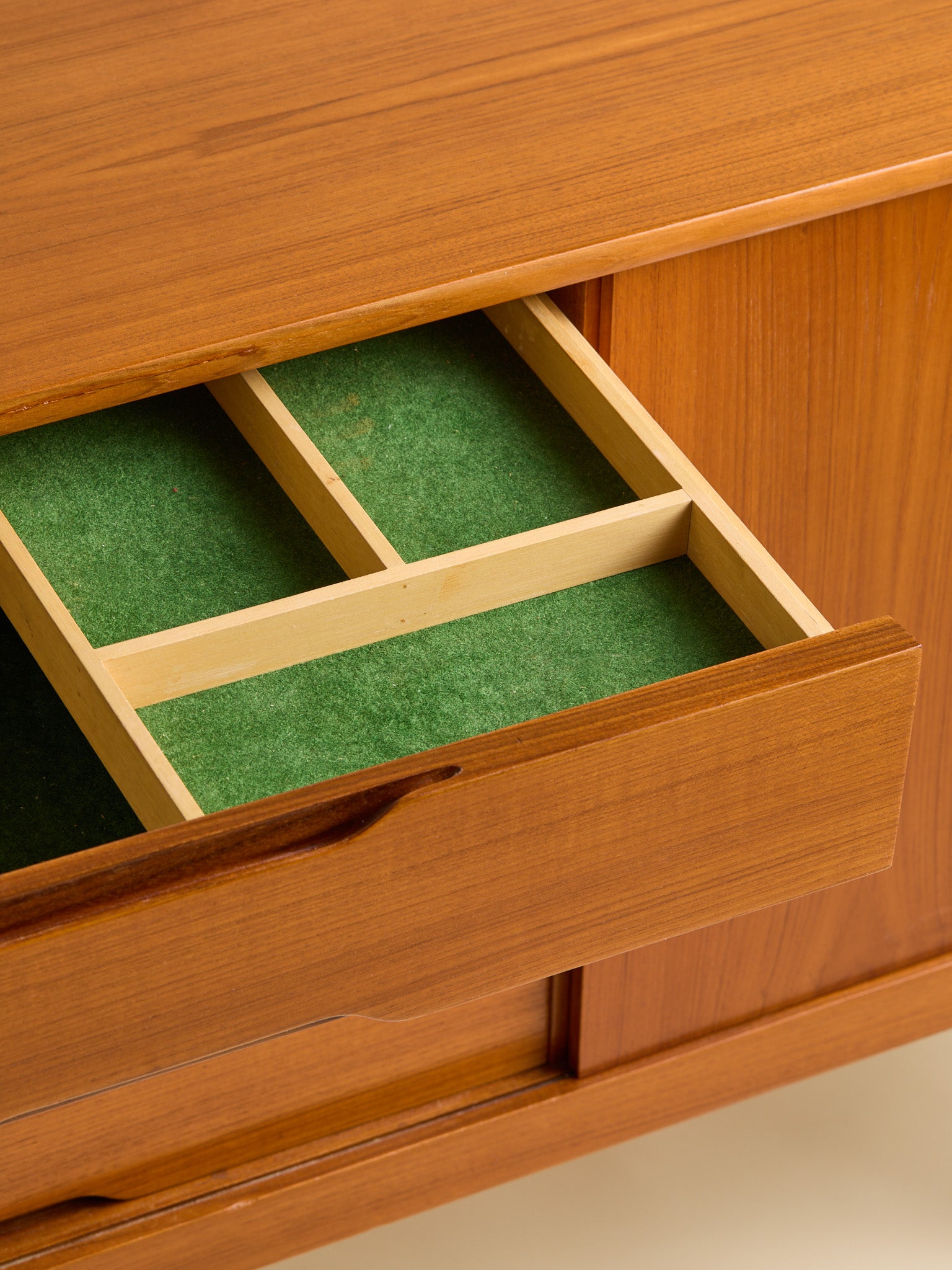 The Vintage Mid-Century Modern Gustav Bahus Teak CredenzaCredenzas and SideboardsMiscellanea, etc.