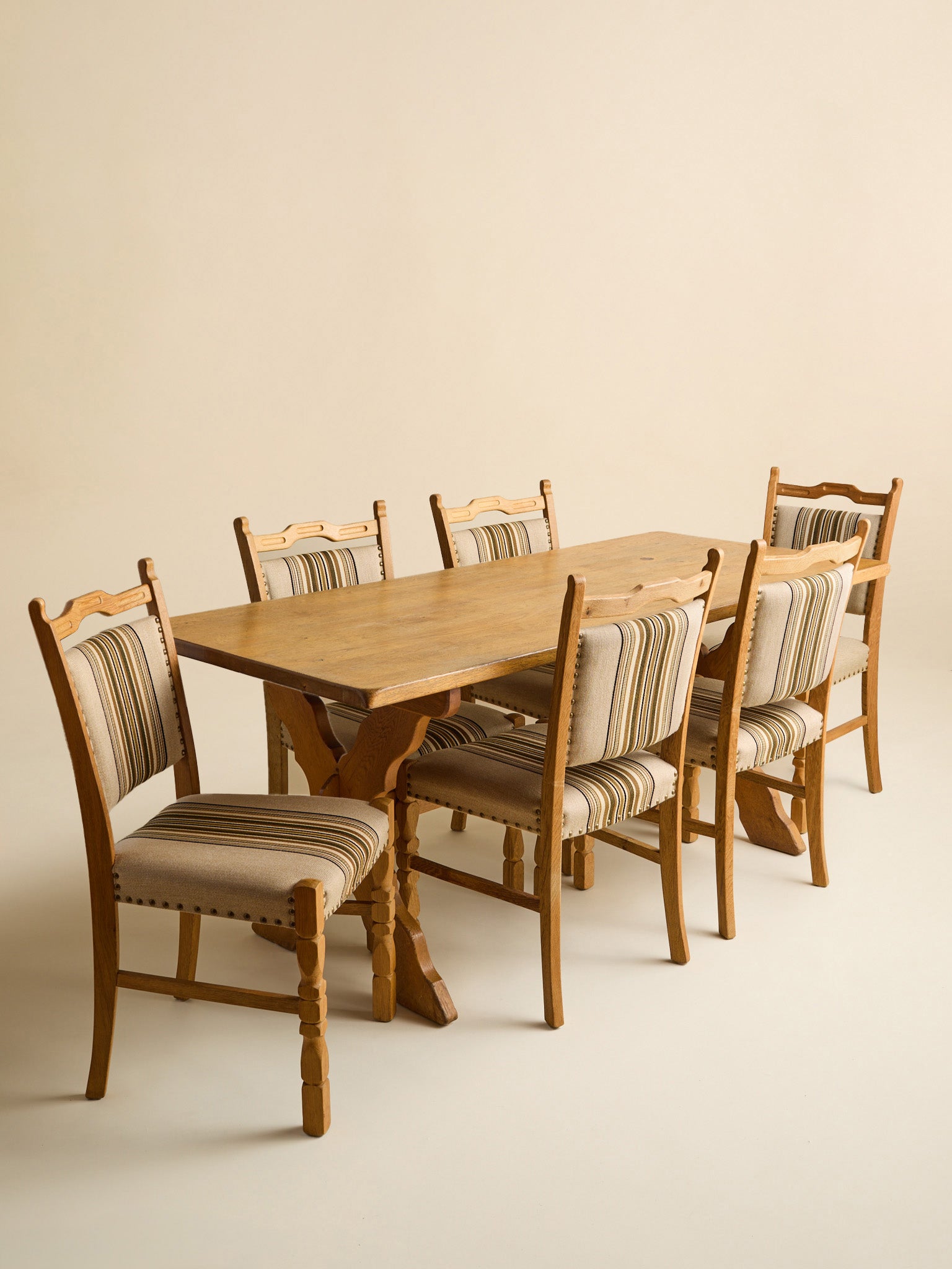 The Vintage Kjaernulf Danish Squiggle X-Base Trestle TableDining TablesMiscellanea, etc.