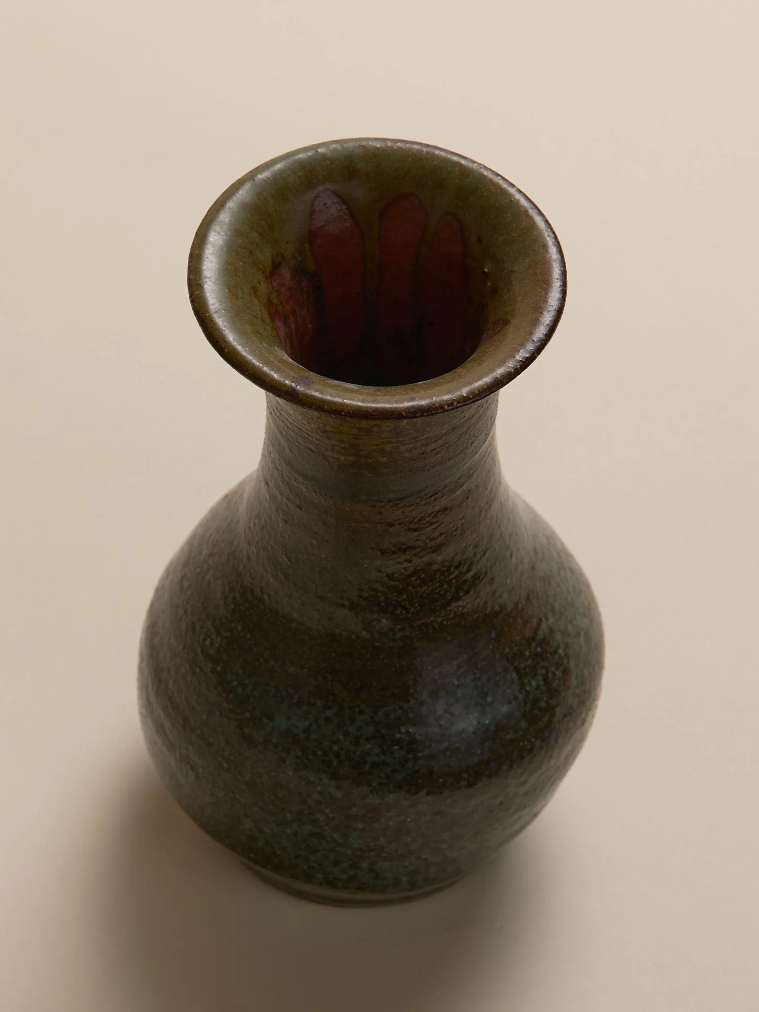 The Vintage Dark Green Studio Pottery Vase with Hints of BlueVasesMiscellanea, etc.