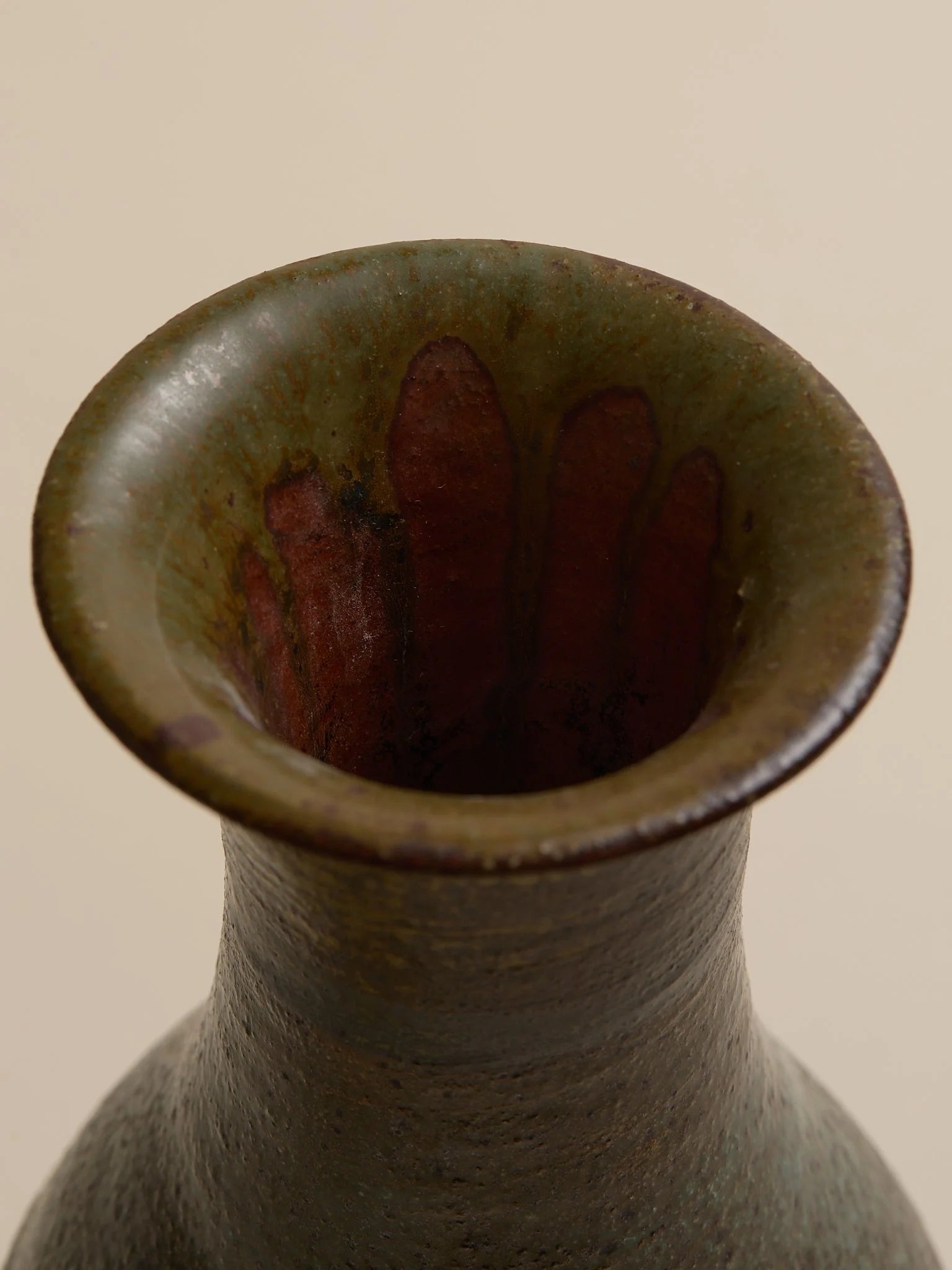 The Vintage Dark Green Studio Pottery Vase with Hints of BlueVasesMiscellanea, etc.