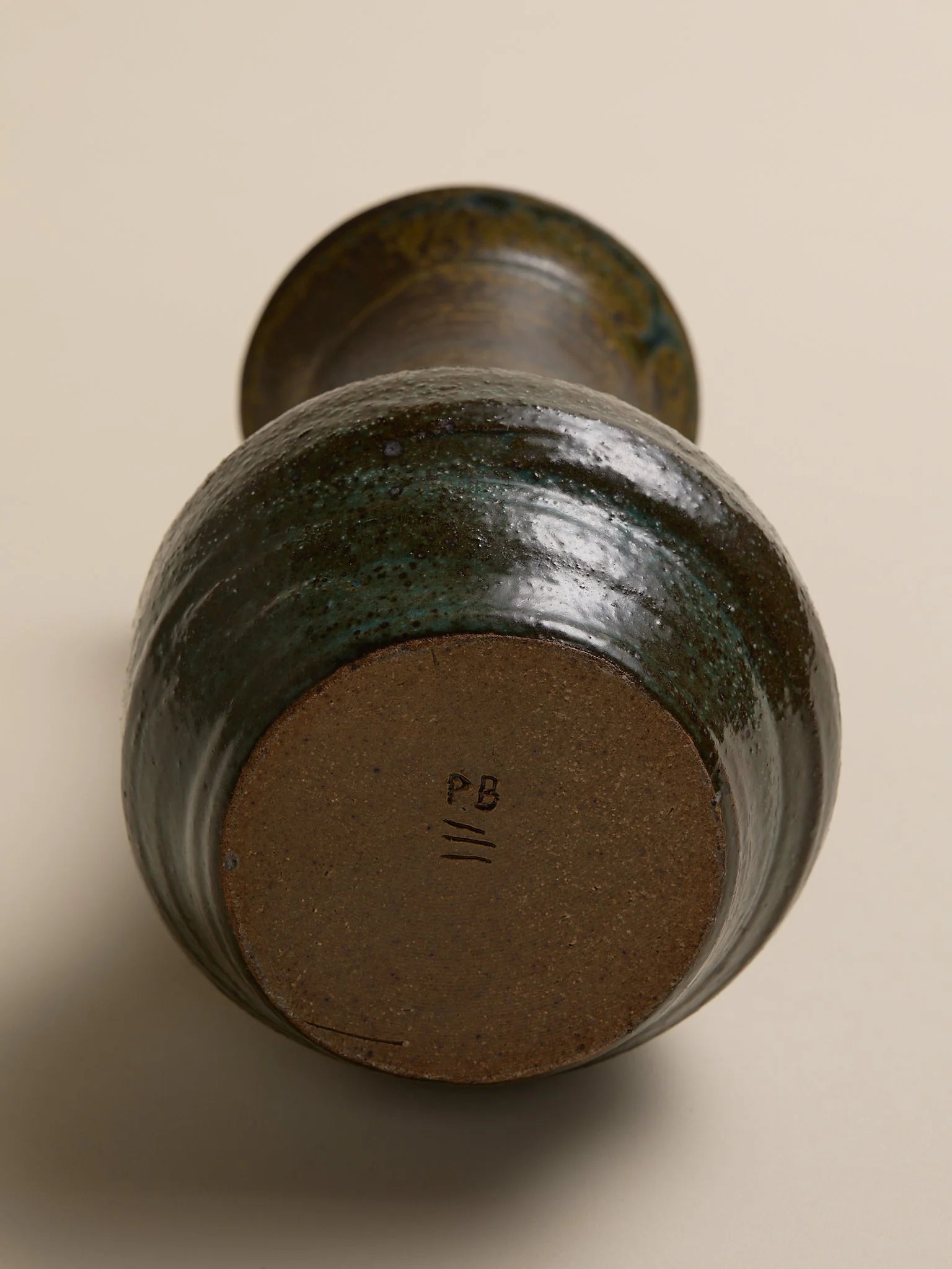 The Vintage Dark Green Studio Pottery Vase with Hints of BlueVasesMiscellanea, etc.