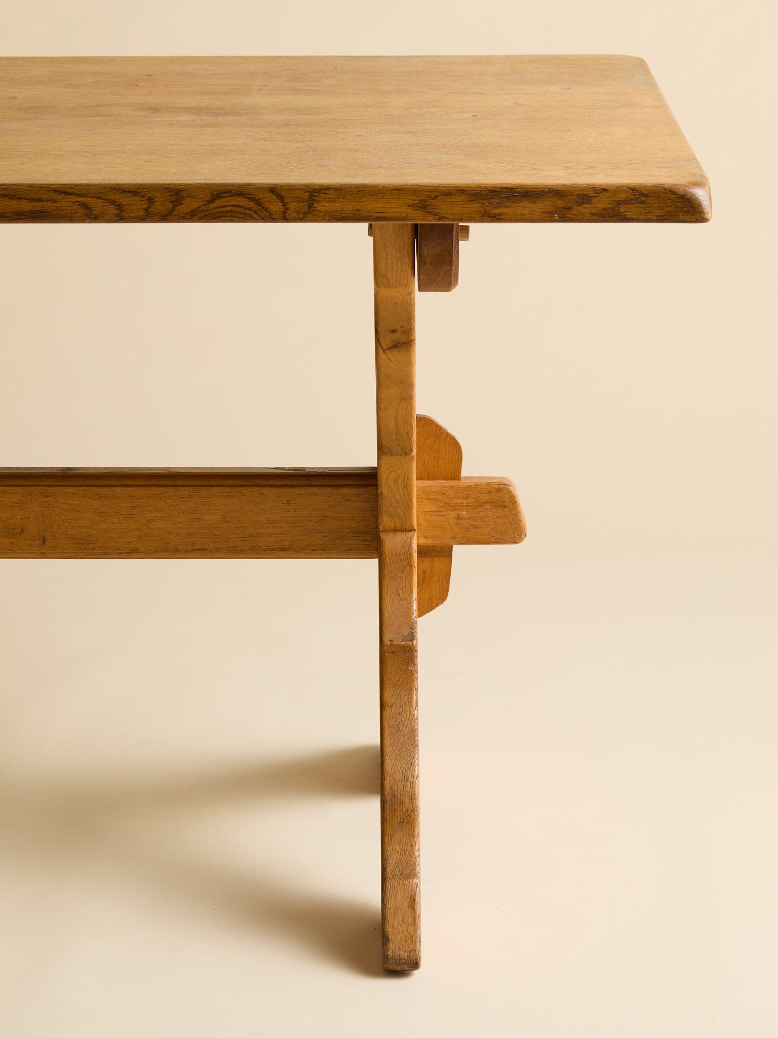 The Vintage Kjaernulf Danish Squiggle X-Base Trestle TableDining TablesMiscellanea, etc.