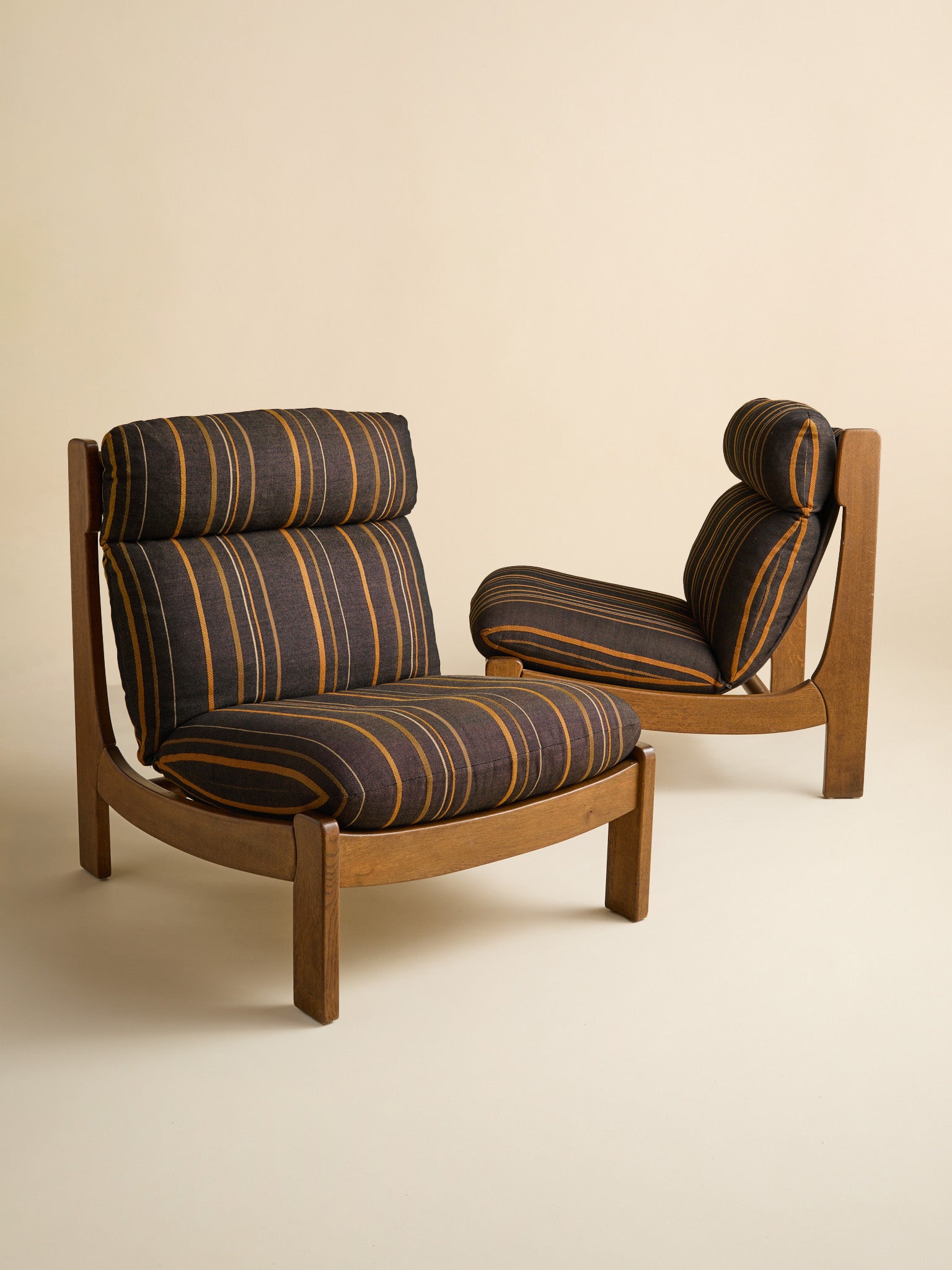 The Vintage Carl Straub Style German Oak Lounge Chairs, Germany 1970SSeatingMiscellanea, etc.