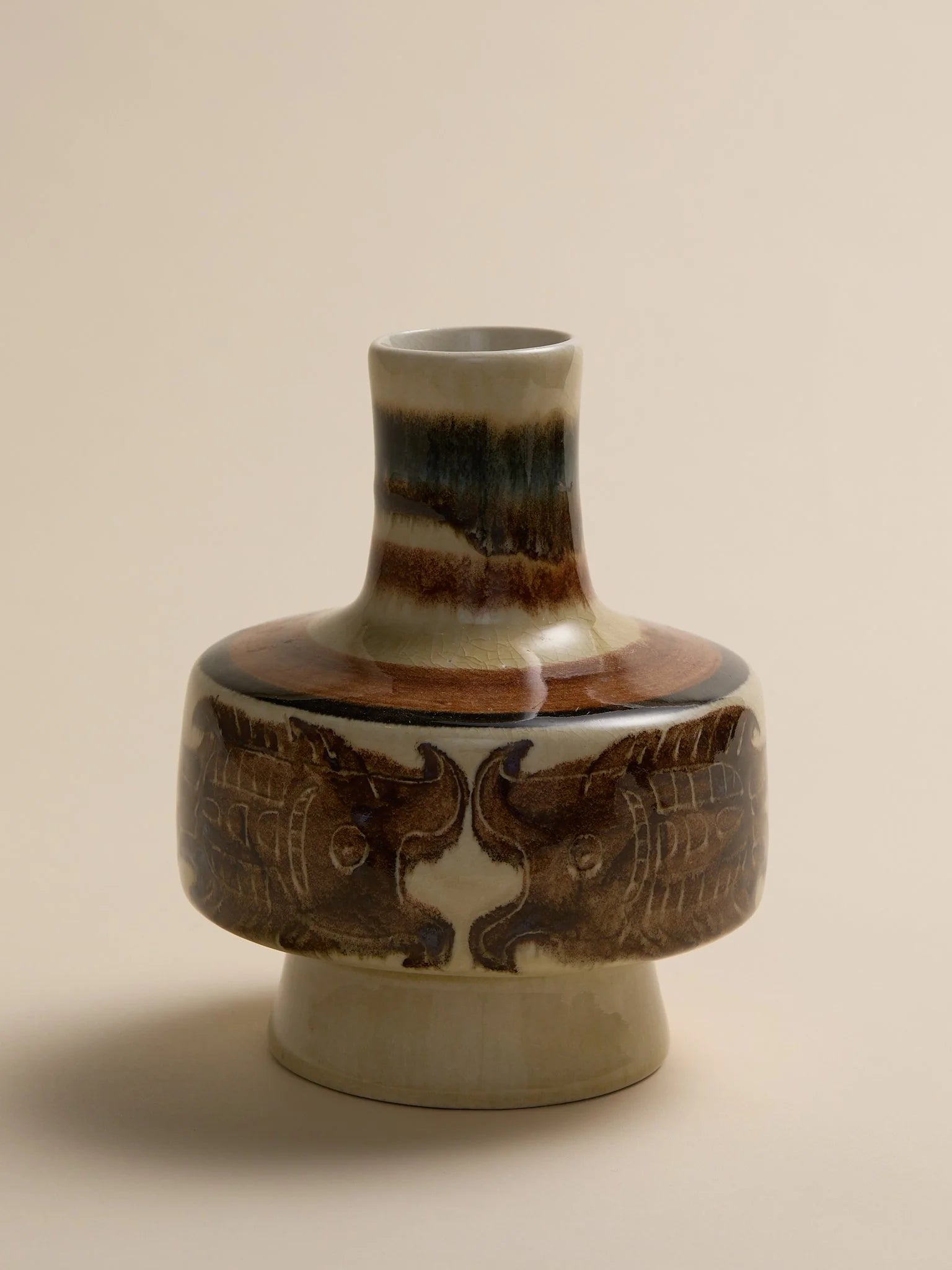 The Mid-Century Fish Motif Ceramic VaseVasesMiscellanea, etc.