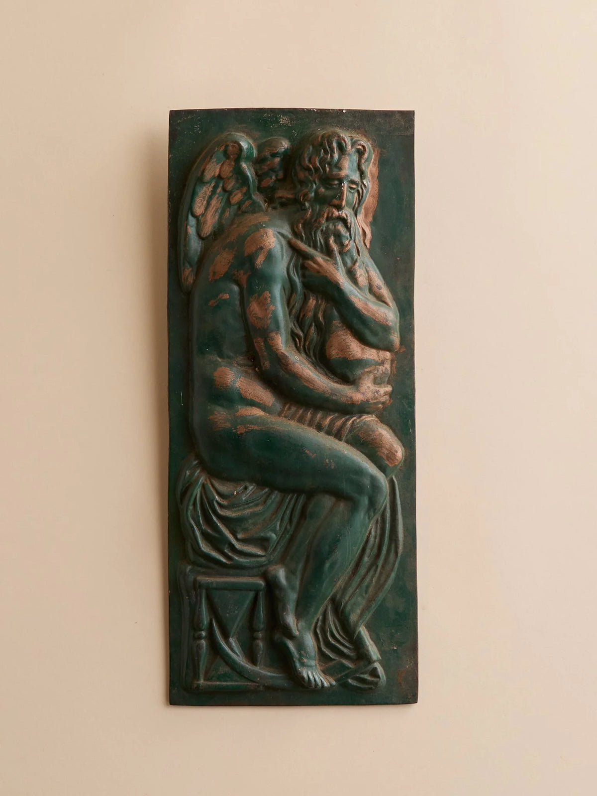 The Vintage Painted Cast Metal Plaque of an AngelArtMiscellanea, etc.