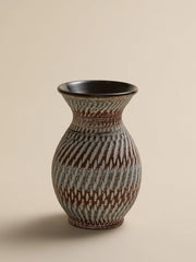 The Brown and Blue Patterned Studio Pottery Vintage VaseVasesMiscellanea, etc.
