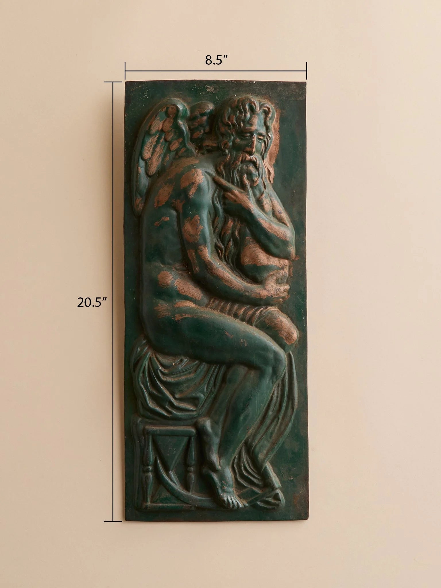The Vintage Painted Cast Metal Plaque of an AngelArtMiscellanea, etc.