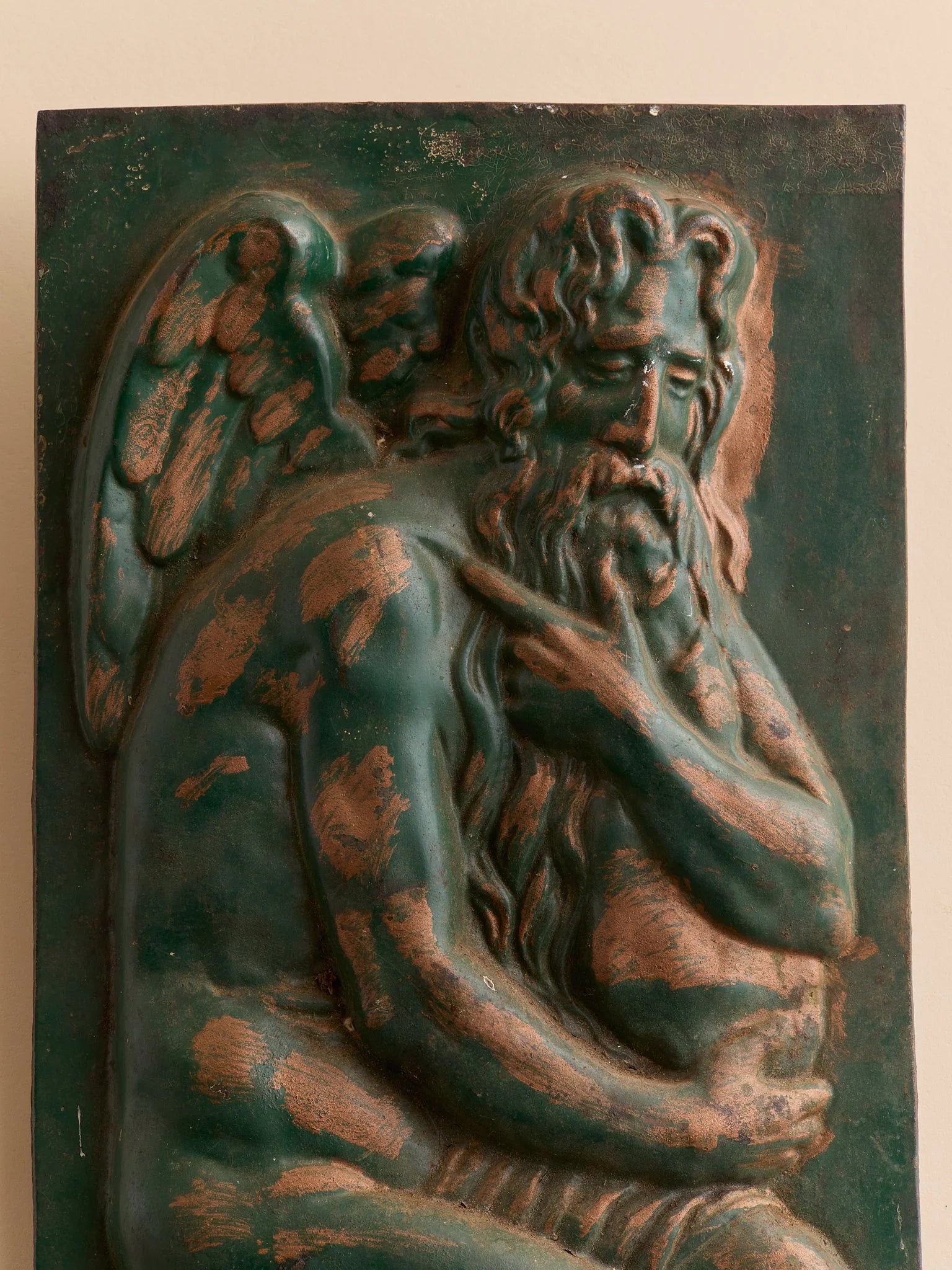 The Vintage Painted Cast Metal Plaque of an AngelArtMiscellanea, etc.