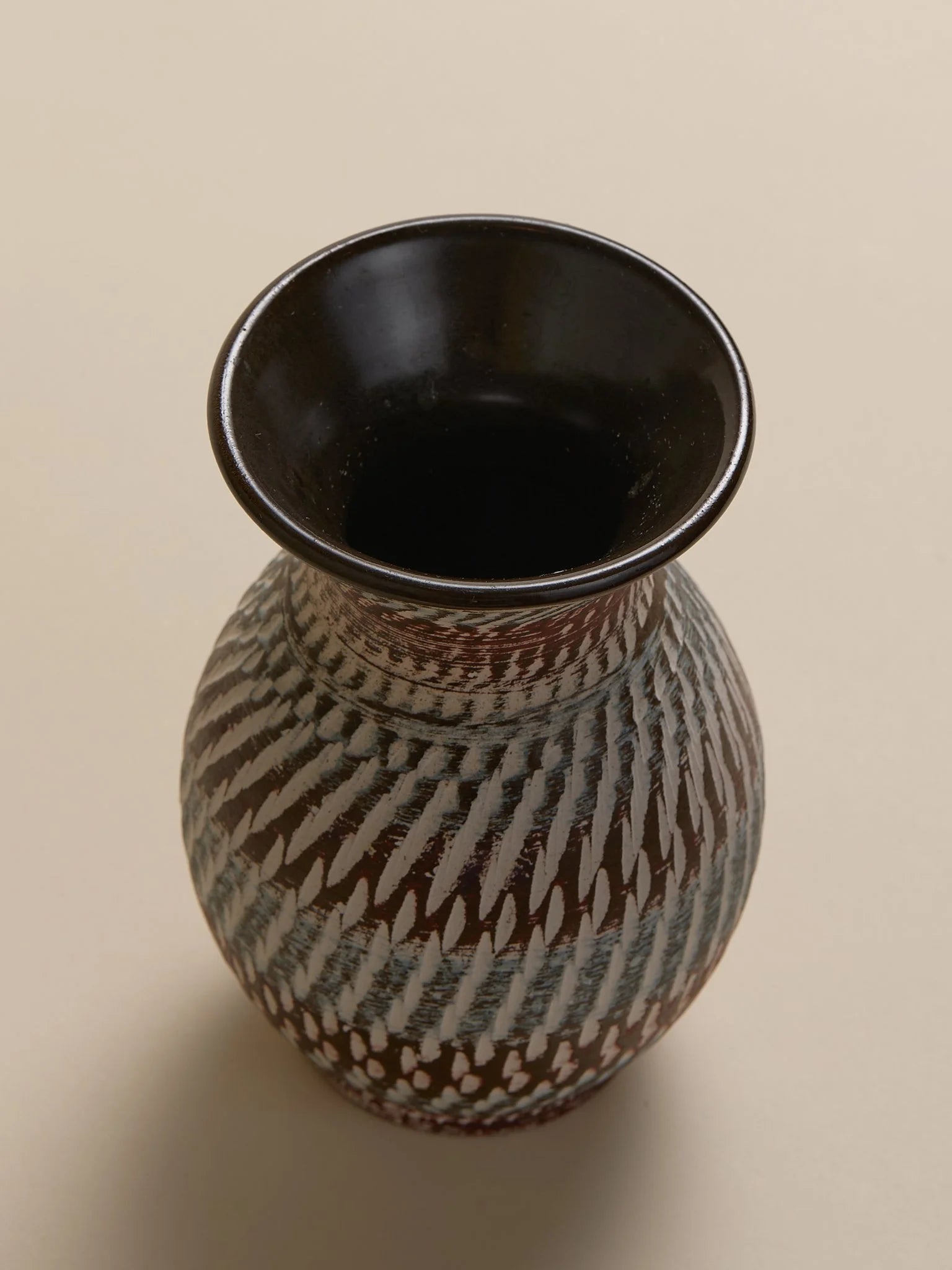 The Brown and Blue Patterned Studio Pottery Vintage VaseVasesMiscellanea, etc.