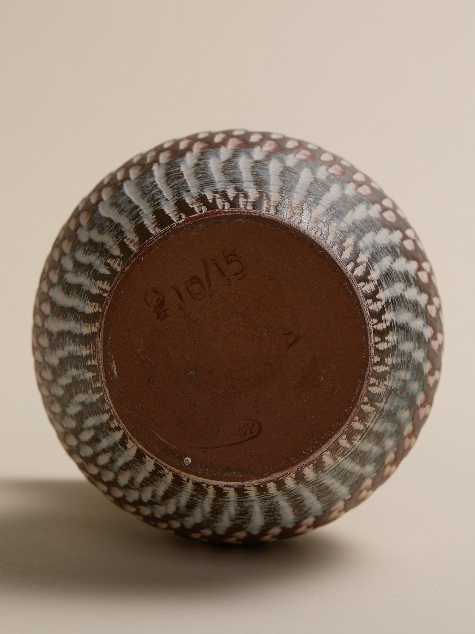 The Brown and Blue Patterned Studio Pottery Vintage VaseVasesMiscellanea, etc.
