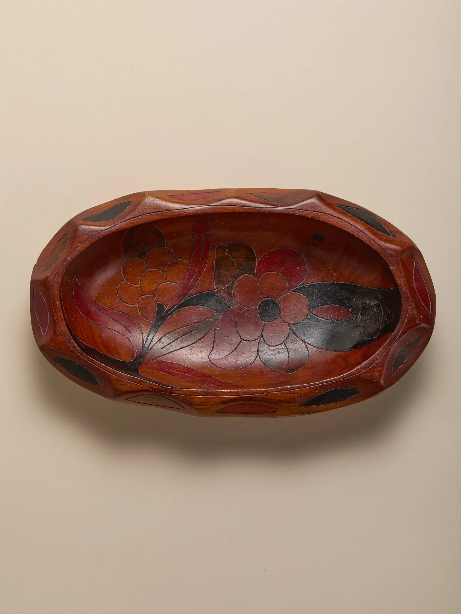 The Vintage Carved Wood Floral Motif TrayTrays and BowlsMiscellanea, etc.