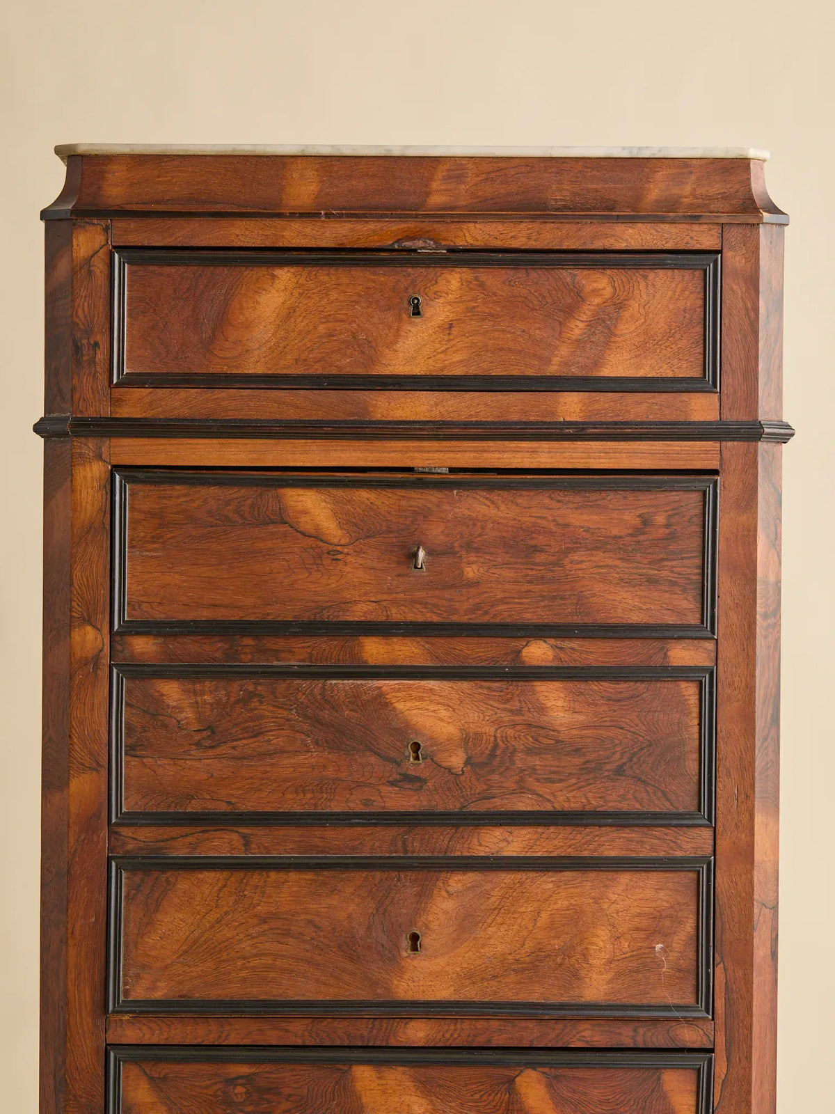 The Antique French Charles X Period Marble-Top Walnut Fall-Front SecretaryDesksMiscellanea, etc.