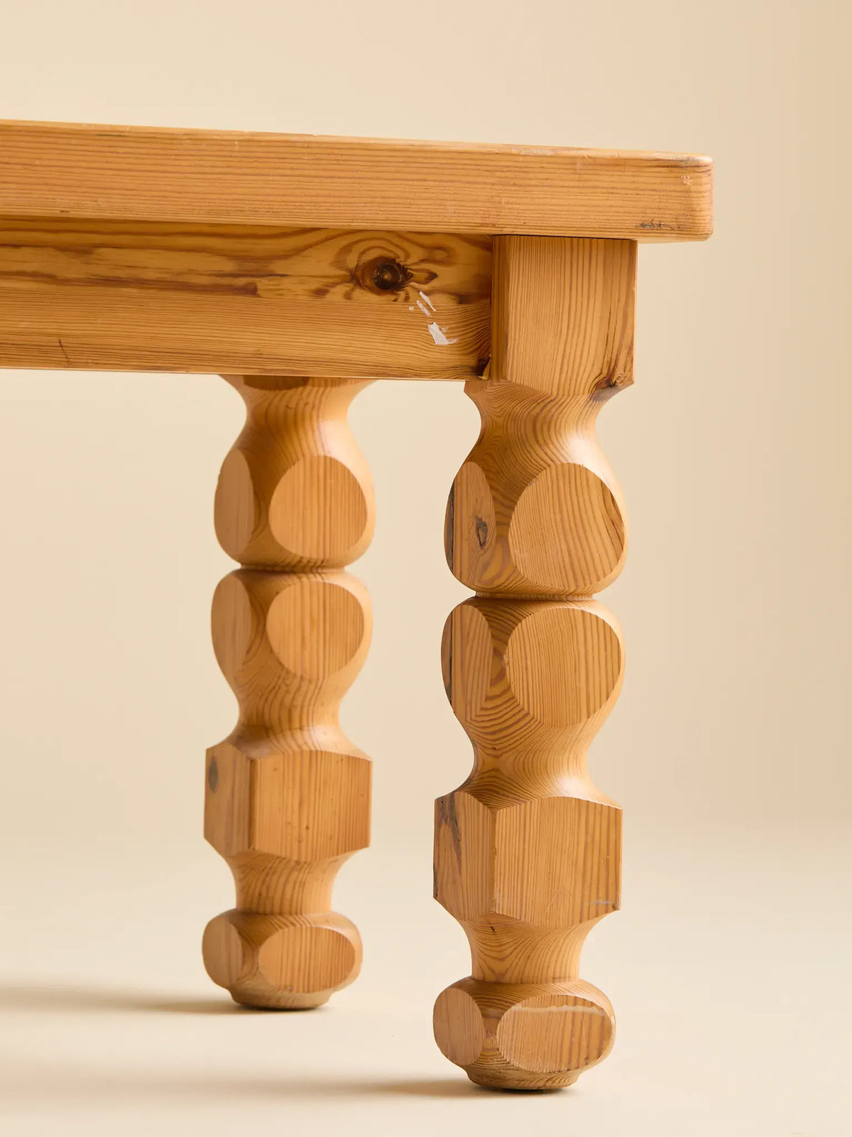 The Vintage Scandinavian Pine Carved Leg Coffee Table or Bench, 1970sCoffee TablesMiscellanea, etc.