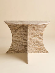 The Vintage Tessellated Marble Demilune Console TableConsole TablesMiscellanea, etc.