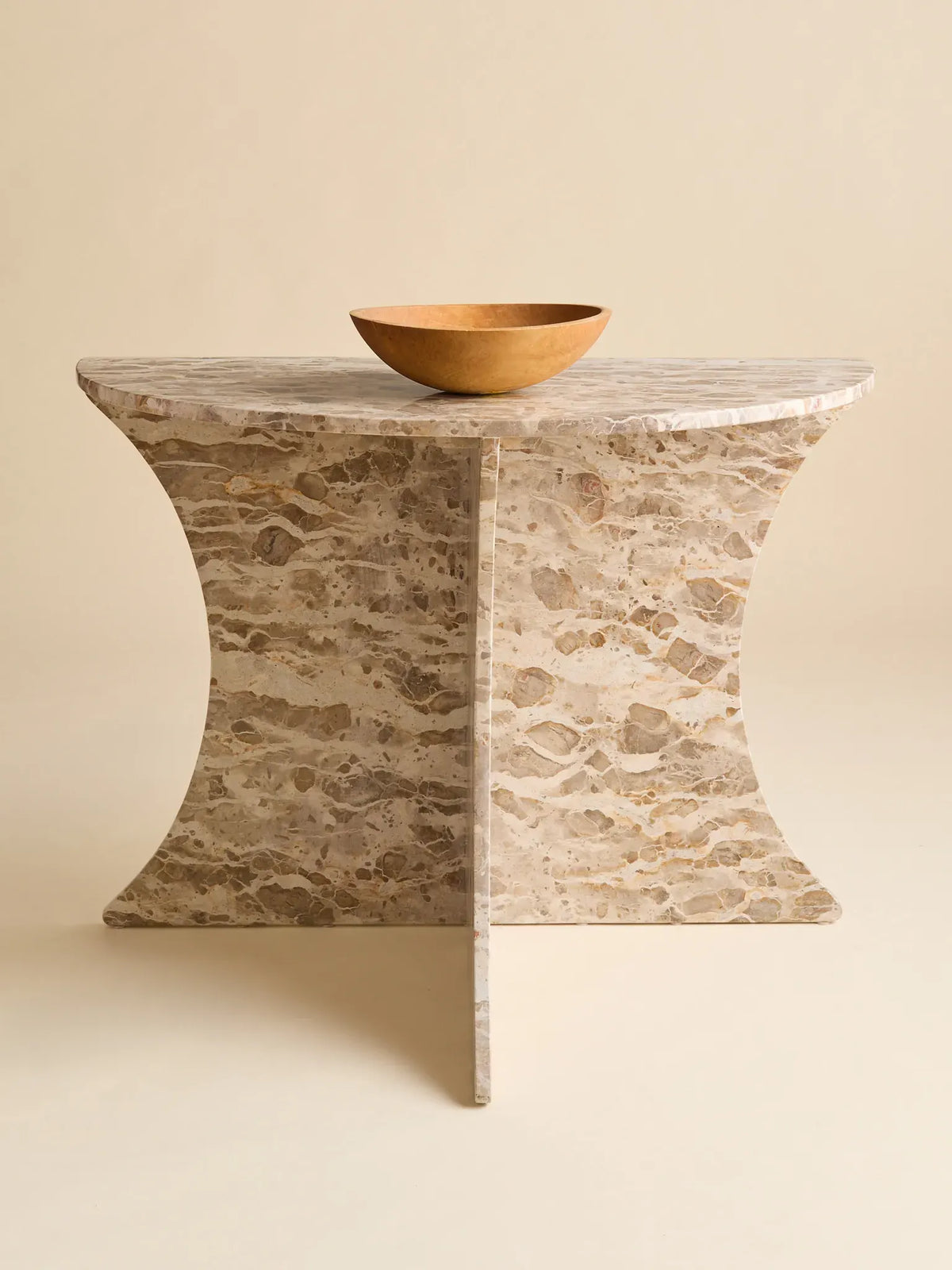 The Vintage Tessellated Marble Demilune Console TableConsole TablesMiscellanea, etc.