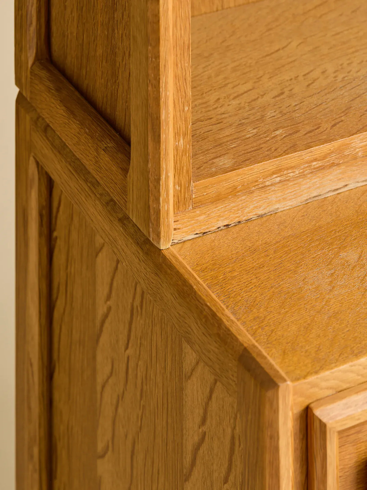 The Vintage Danish Oak Step-Back Cabinet with Yellow Glass Doors by Henning KjaernulfCabinets and ShelvingMiscellanea, etc.