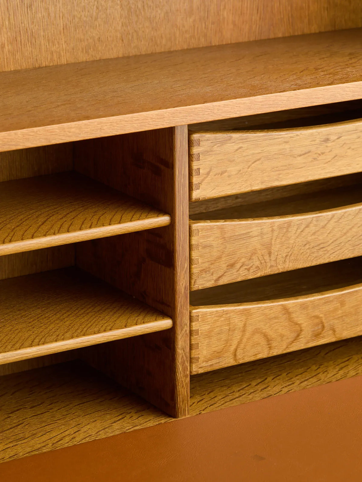 The Vintage Danish Minimalist Oak Book Shelf Cabinet with Secretary Desk by Henning KjaernulfCabinets and ShelvingMiscellanea, etc.