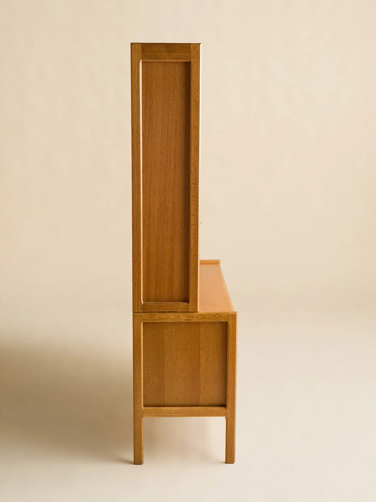 The Vintage Danish Oak Step-Back Cabinet with Yellow Glass Doors by Henning KjaernulfCabinets and ShelvingMiscellanea, etc.