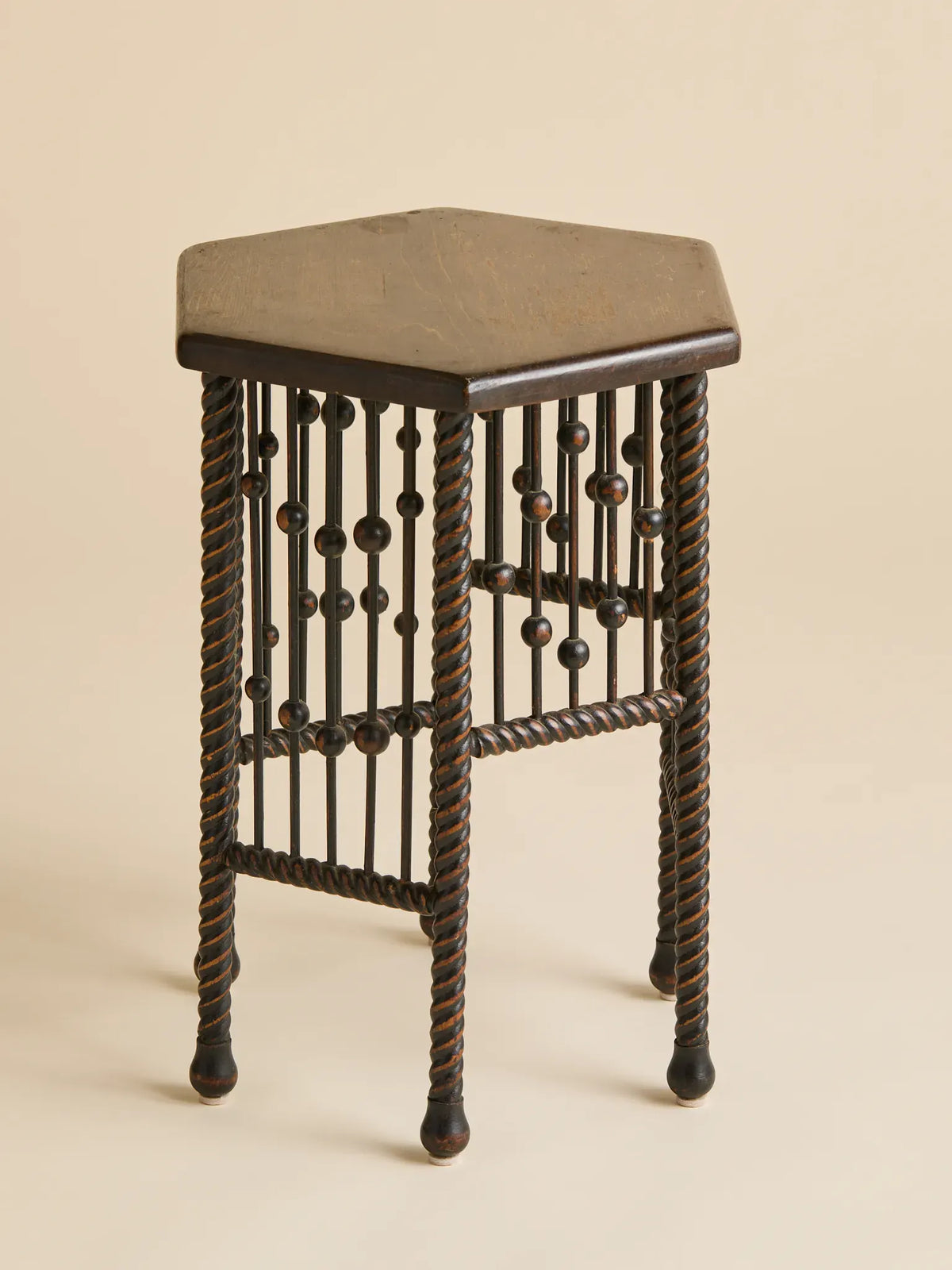 The Vintage Hexagonal Wood Side Table with Stick and Ball LegsSide TablesMiscellanea, etc.
