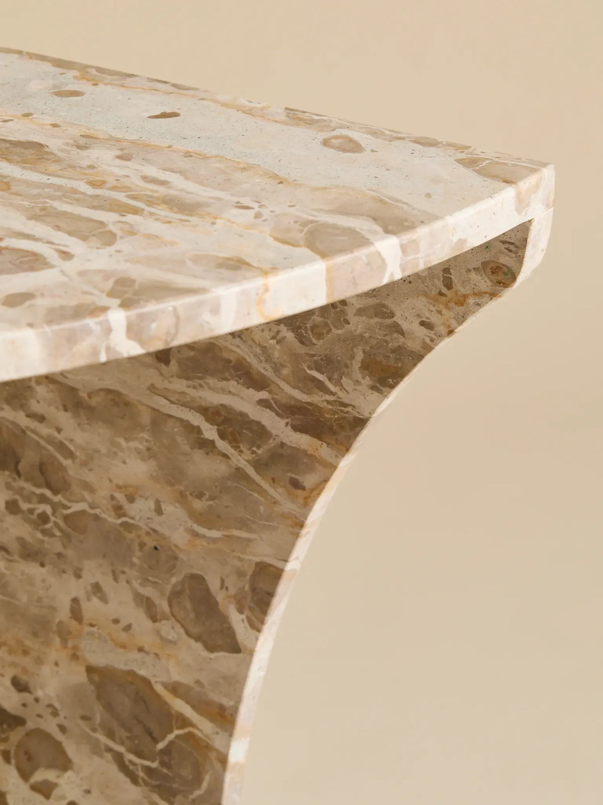 The Vintage Tessellated Marble Demilune Console TableConsole TablesMiscellanea, etc.