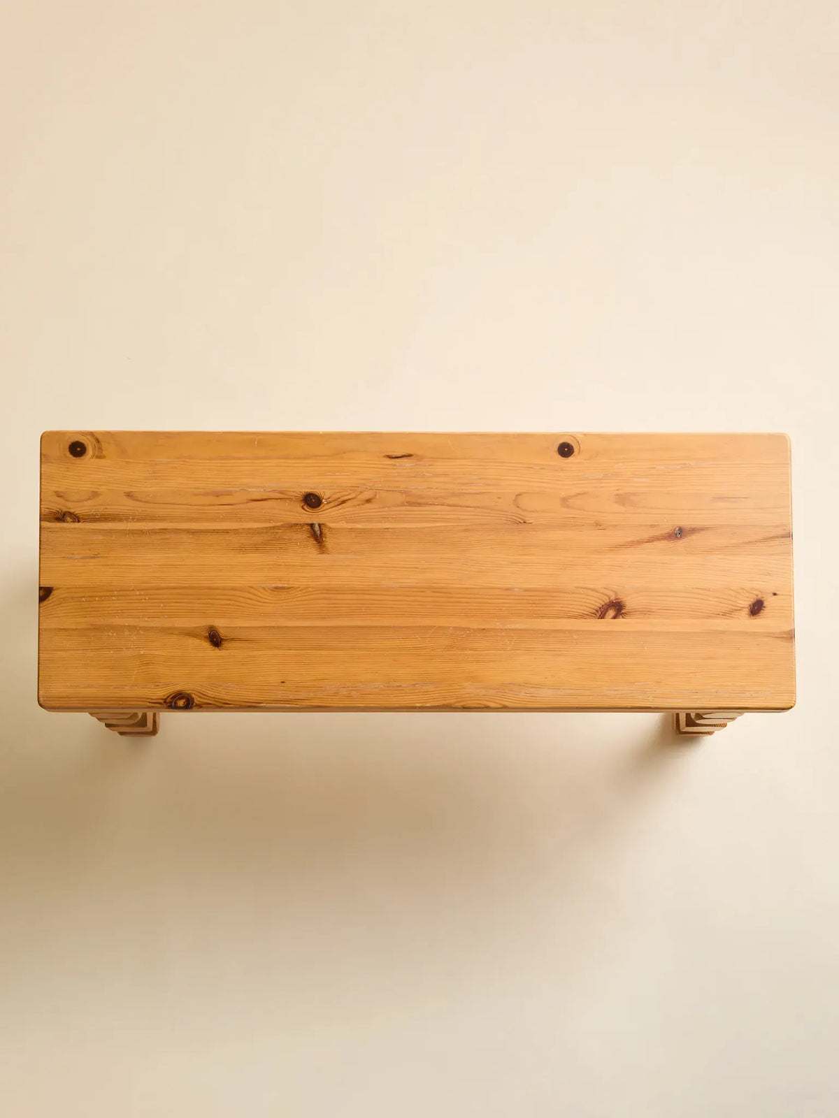 The Vintage Scandinavian Pine Carved Leg Coffee Table or Bench, 1970sCoffee TablesMiscellanea, etc.