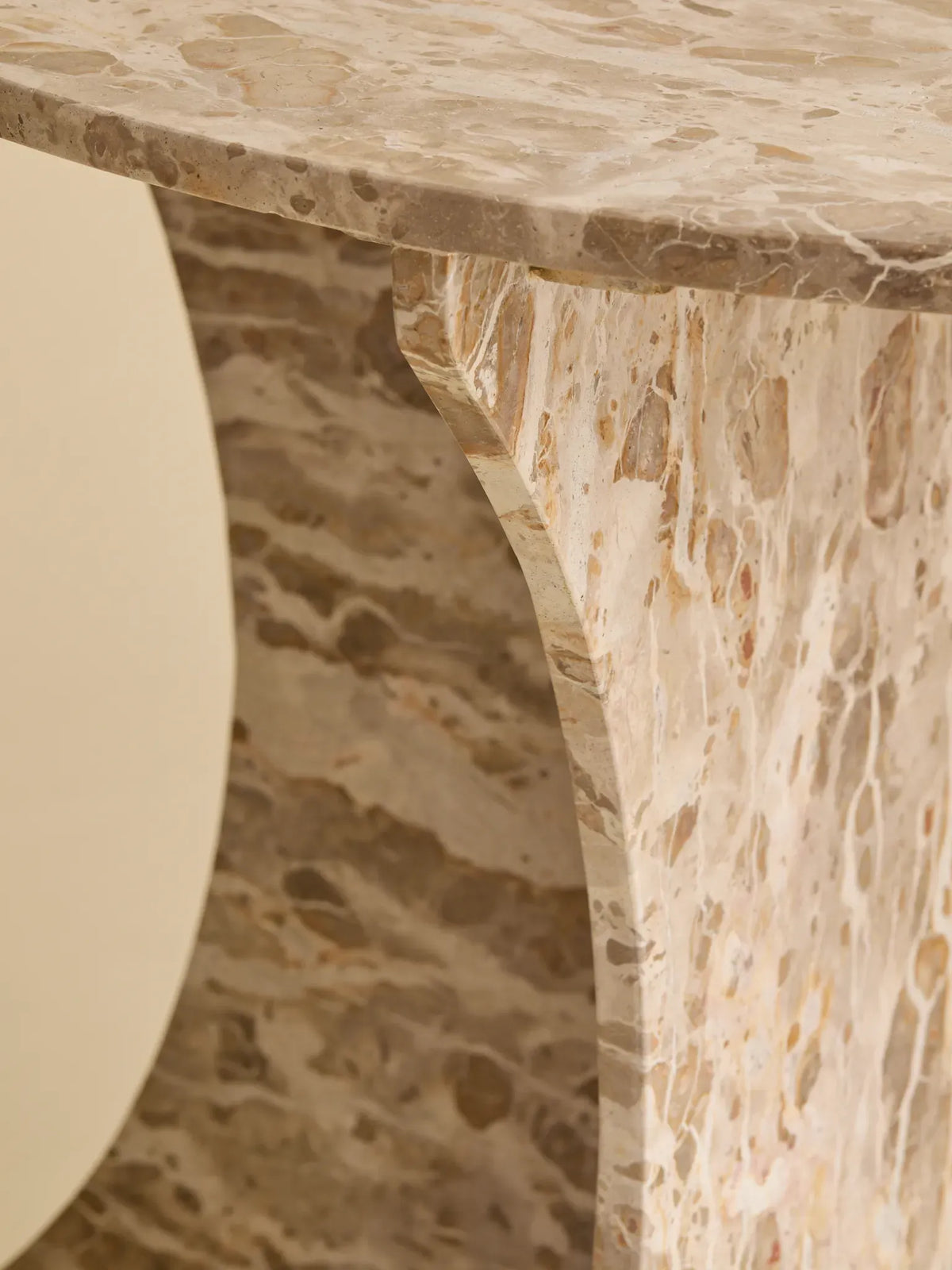 The Vintage Tessellated Marble Demilune Console TableConsole TablesMiscellanea, etc.