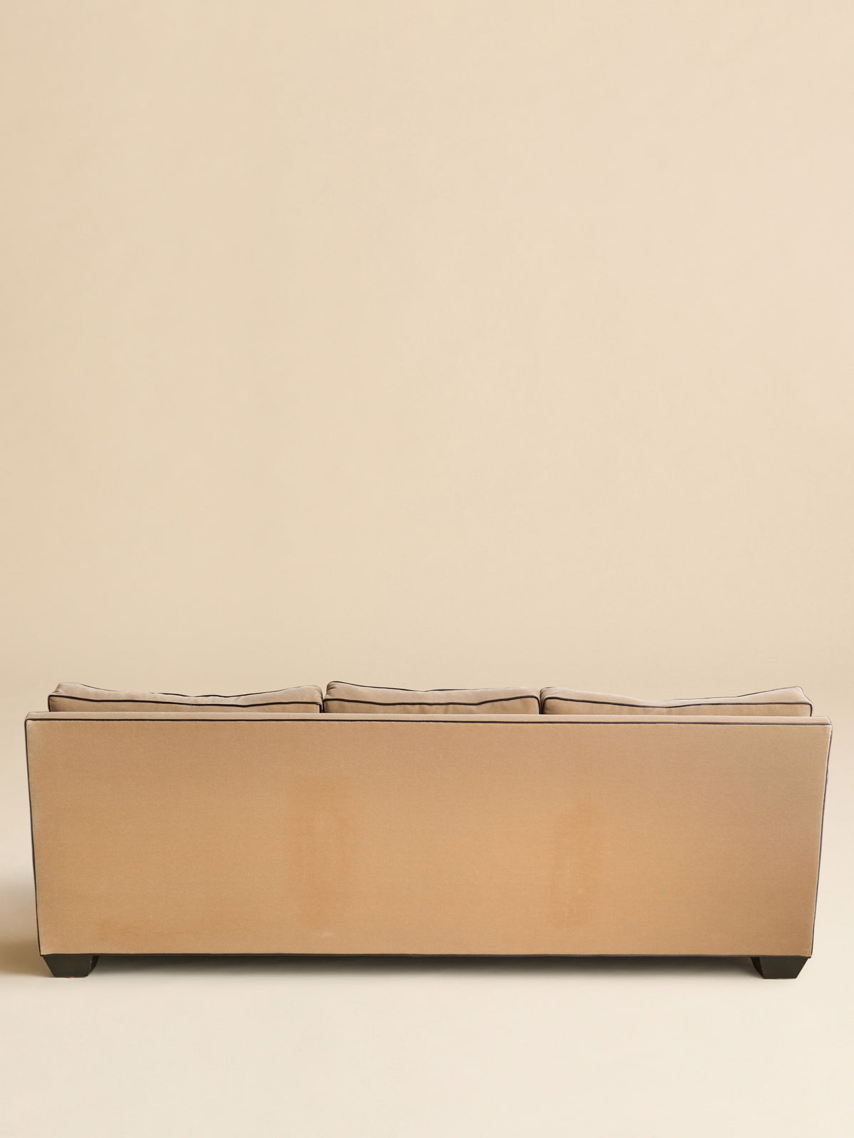 The Vintage Beige Mohair Sofa with Chocolate Brown Leather Contrast PipingSeatingMiscellanea, etc.