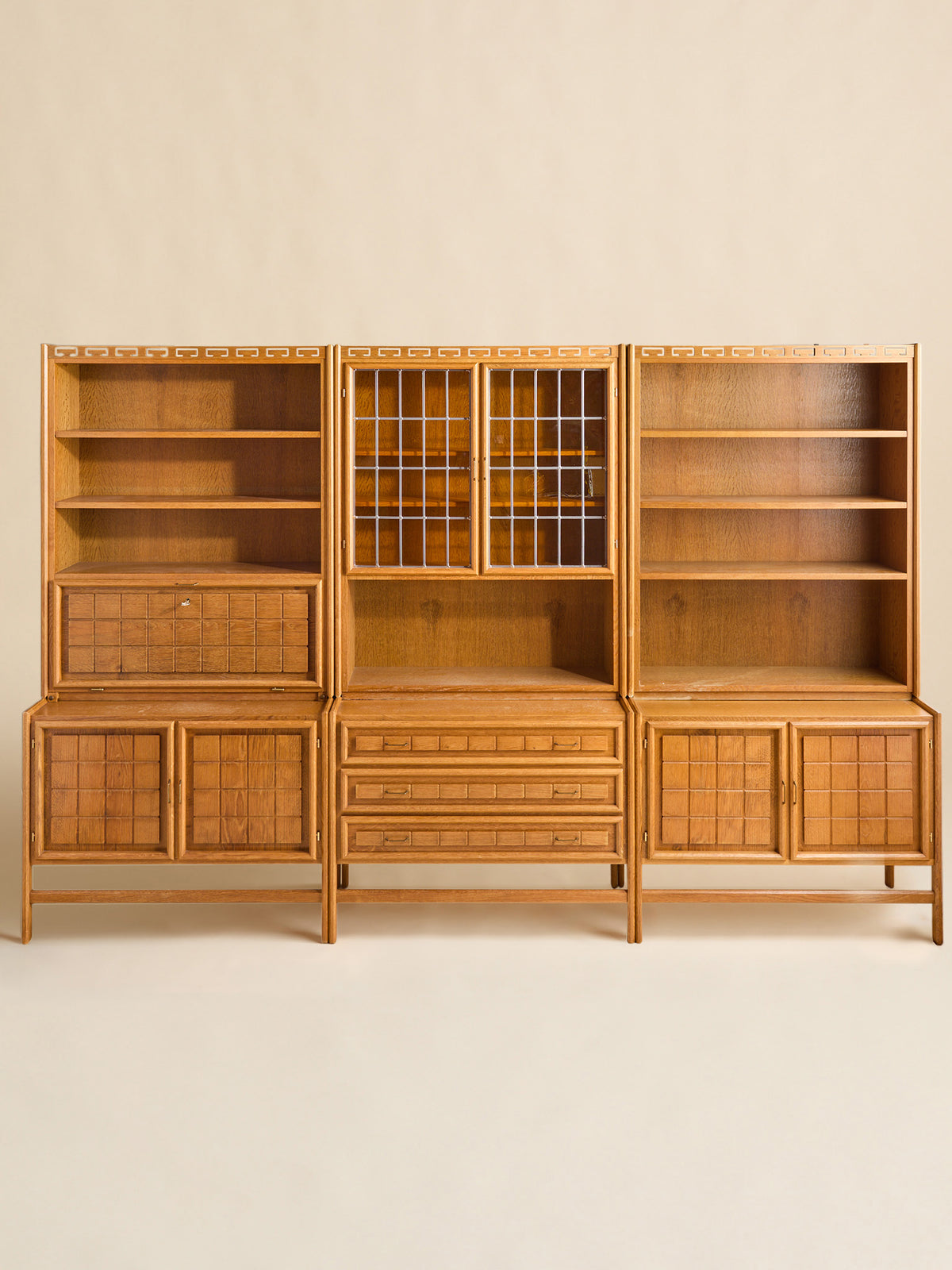 The Vintage Danish Minimalist Oak Book Shelf Cabinet with Secretary Desk by Henning KjaernulfCabinets and ShelvingMiscellanea, etc.